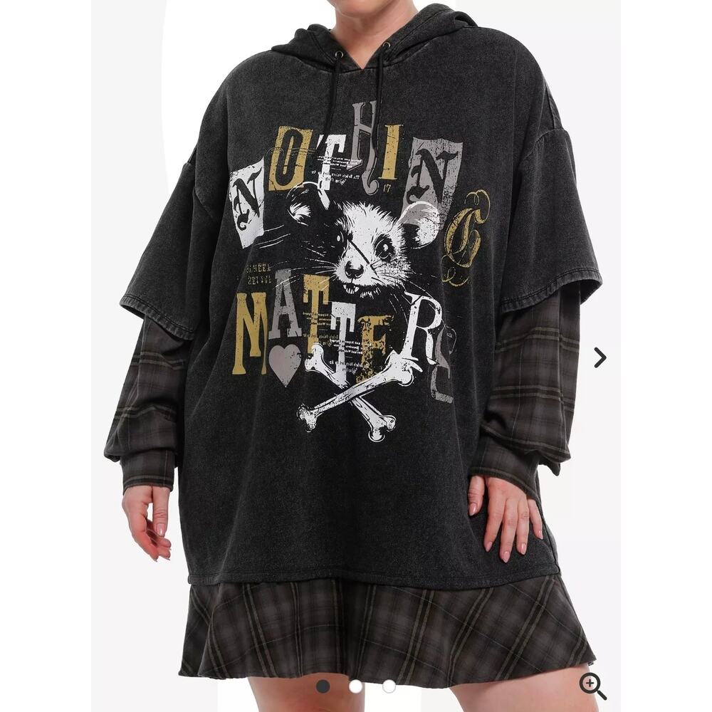 Hot Topic women's Nothing Matters Flannel Twofer Hoodie Dress - Picture 8 of 8